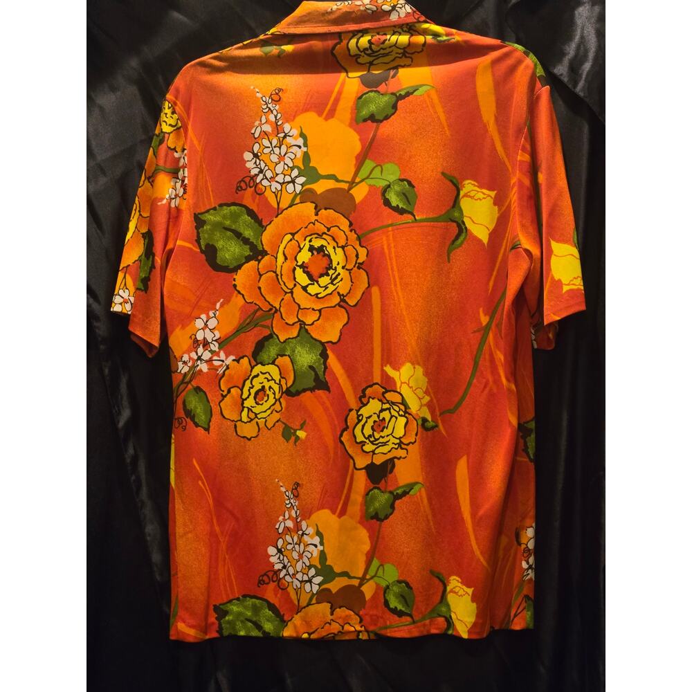 VINTAGE 1960s YOUNG HAWAII HAWAIIAN SHIRT MENS M HONOLULU Orange Hibiscus Floral - Picture 6 of 6